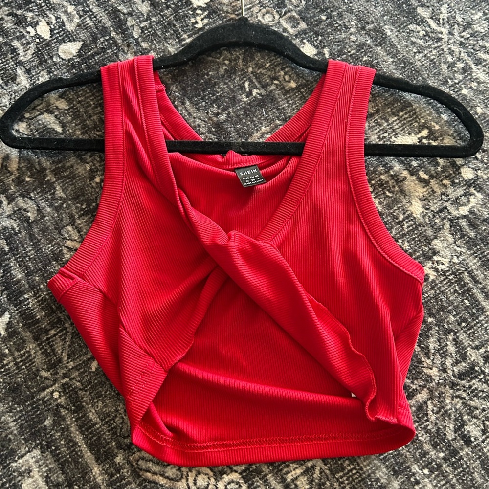 Red Ribbed Crop Top